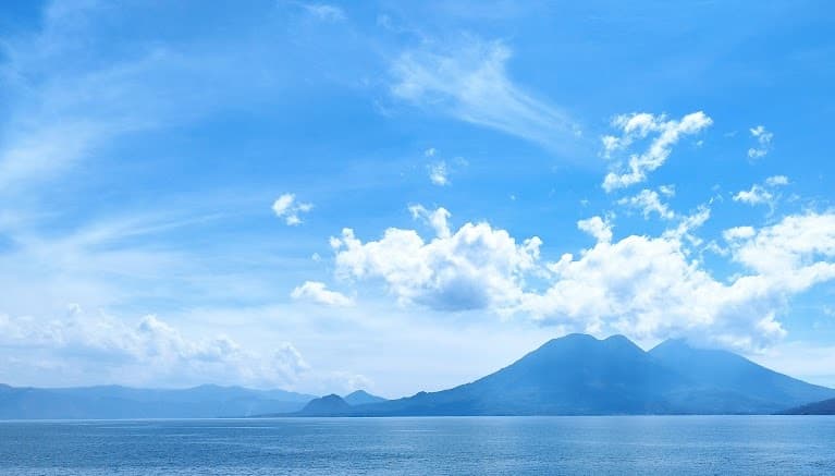 volcano and lake